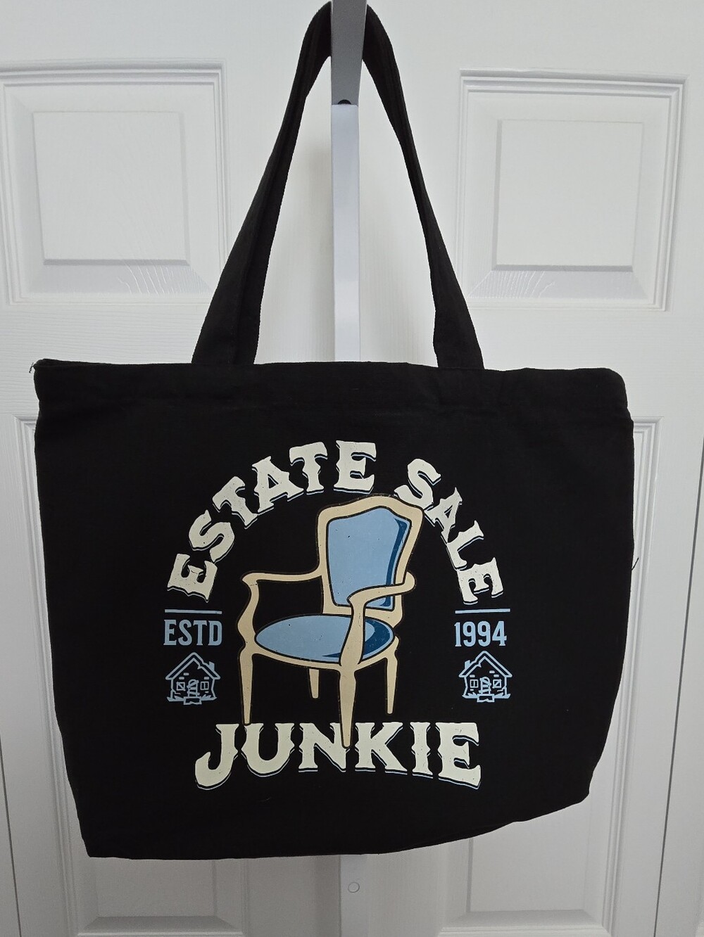 Estate Sale Junkie Black Tote Bag - Picture 1 of 1